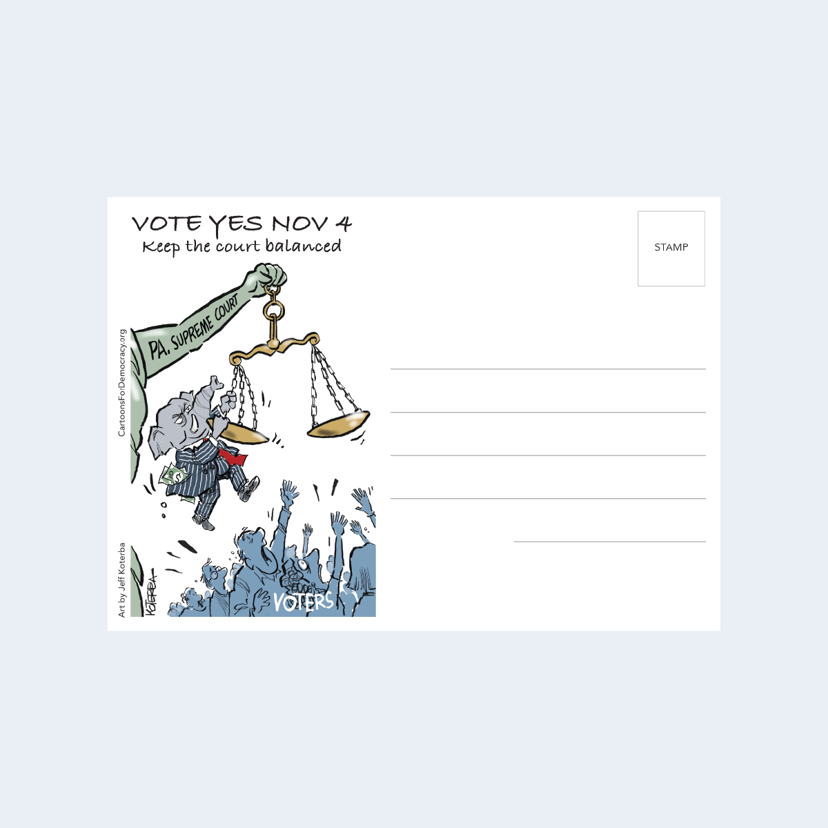 PA Tipping the Scales Vote Yes 11/4 Postcard
