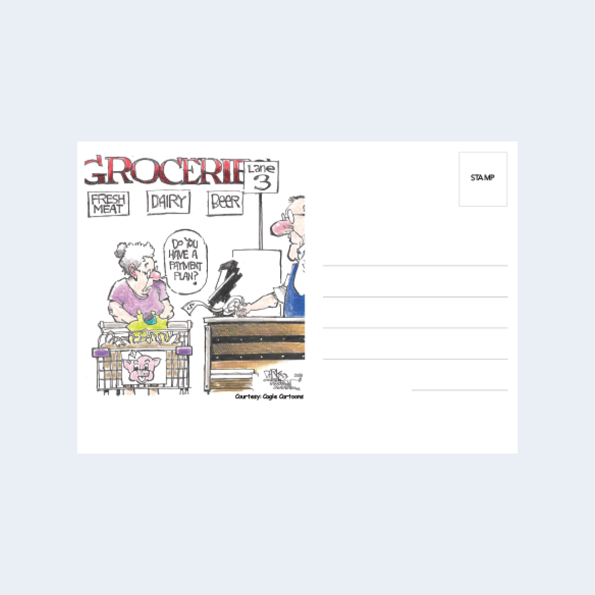 High Cost of Groceries Postcard