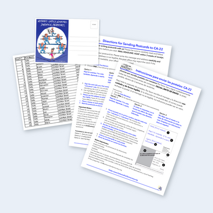 Votando Unidos, Ganamos - CA-22 Postcard & Address Kit (Directions in English and Spanish)
