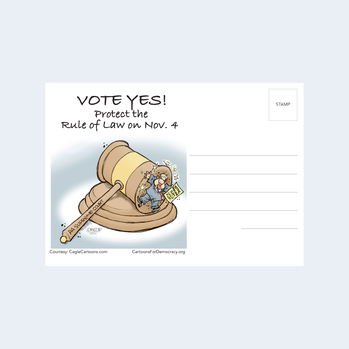 PA Gavel for Rule of Law Vote Yes 11/4 Postcard