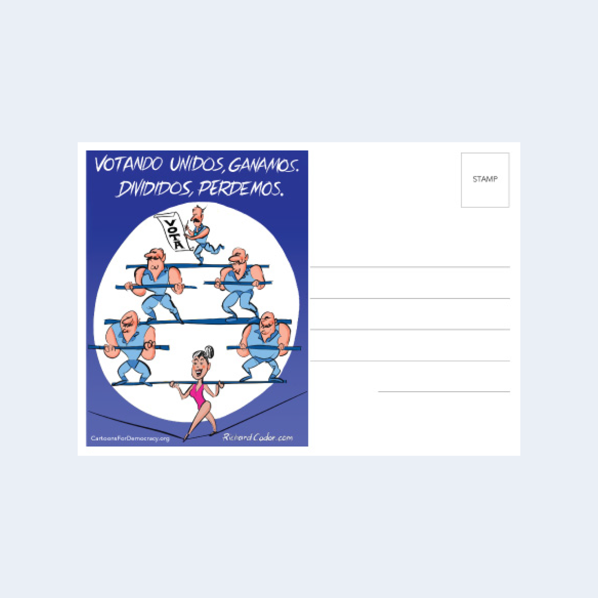 Votando Unidos, Ganamos - CA-22 Postcard & Address Kit (Directions in English and Spanish)
