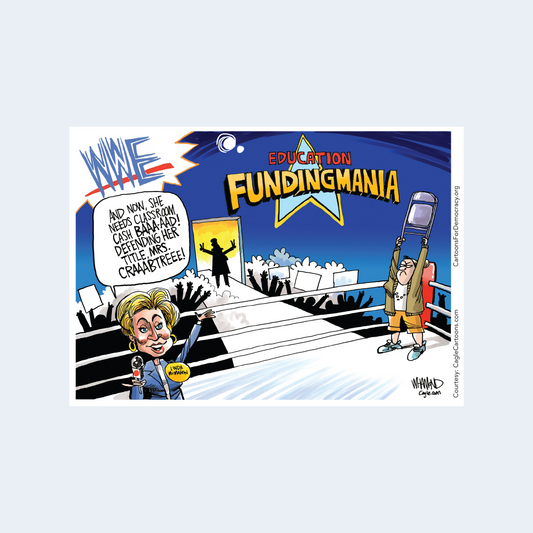 School Funding Mania Guerilla Card